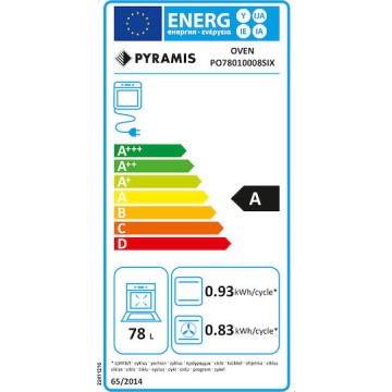 Pyramis PO78010008SIX Φούρνος άνω Πάγκου 78lt χωρίς Εστίες Π59.5εκ. Inox 034069801